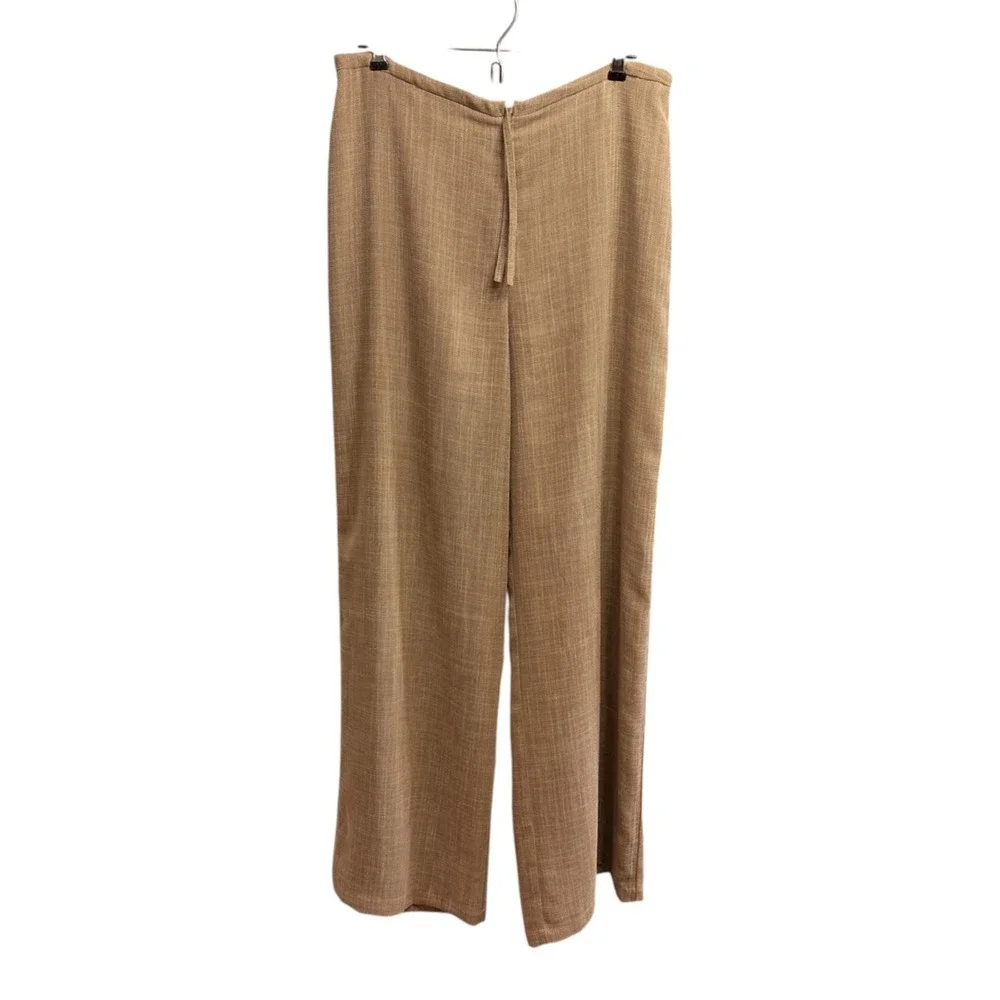 Yansi Fugel‎ Women's Wide Leg Tan Dress Twill Pants Sz 34 Polyester Androgynous